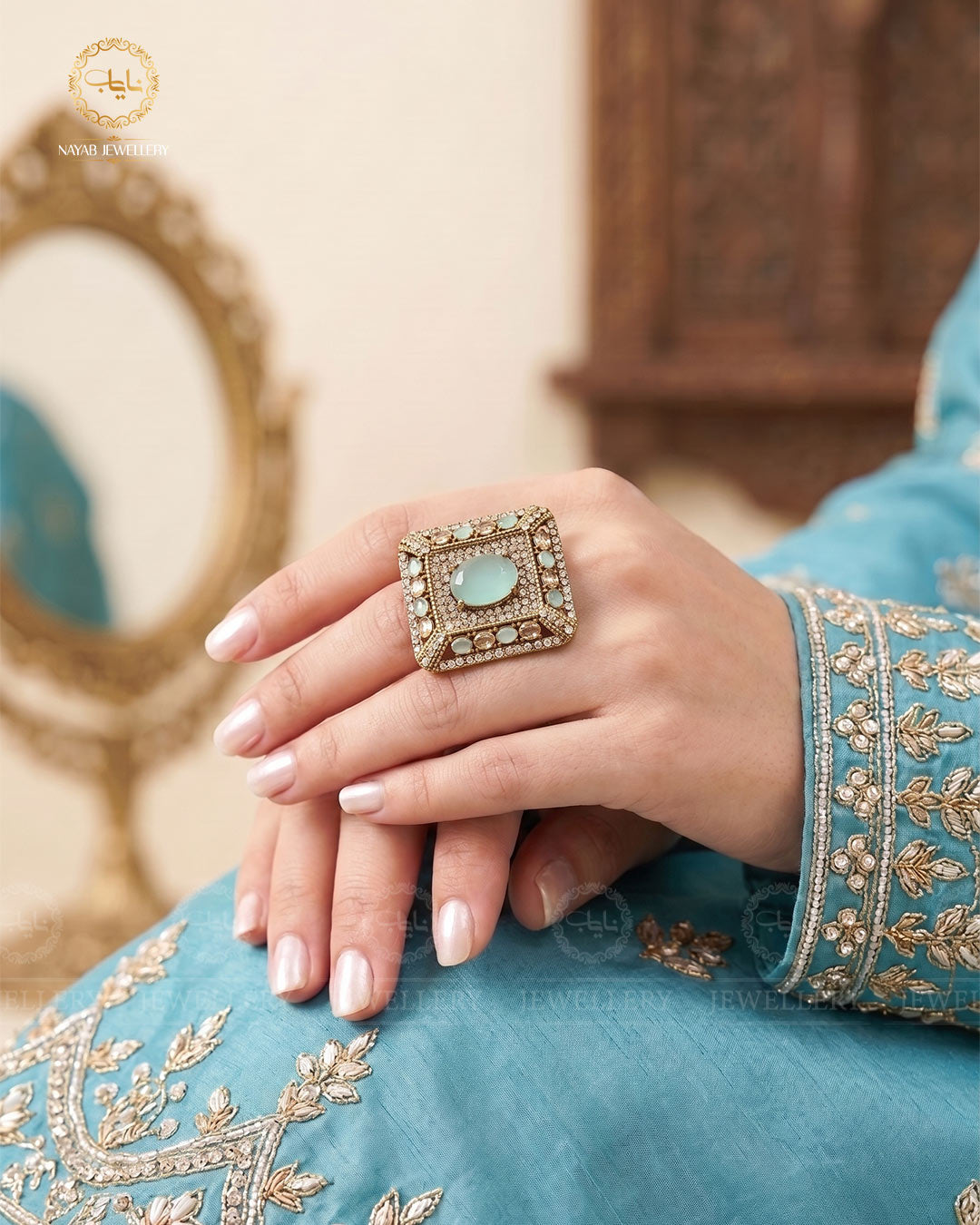 Turkish Square Adjustable Ring R-419