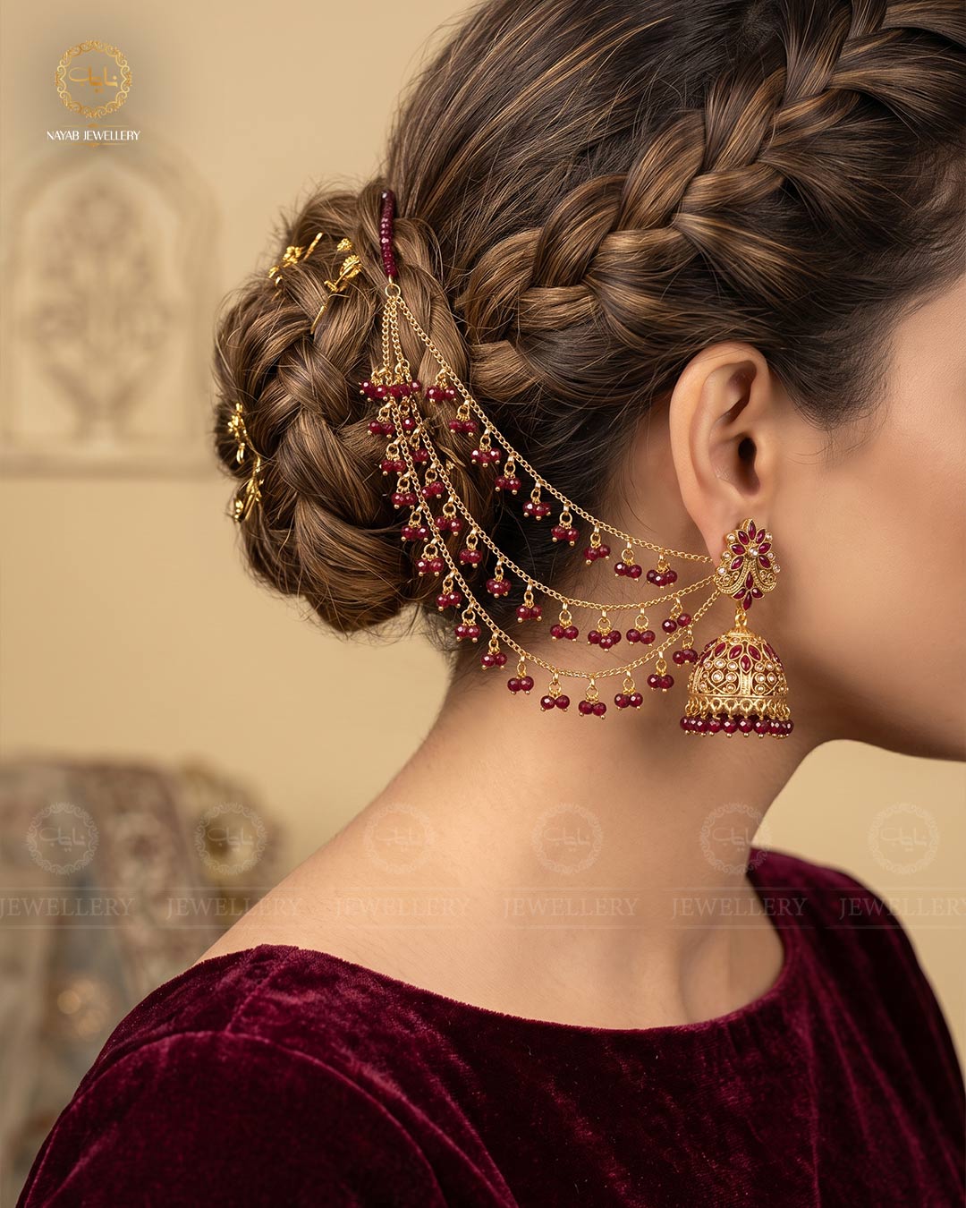 Mariam Designer Antique Polish 3 Layers Sahara Jhumki E-3000