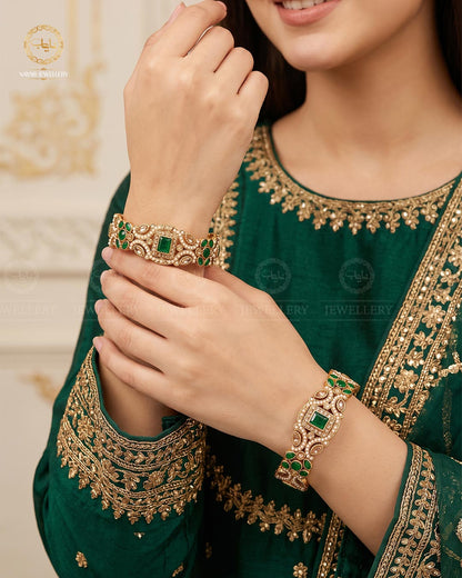 Zohra Zarcon Bangles (Pair)-2640-Green