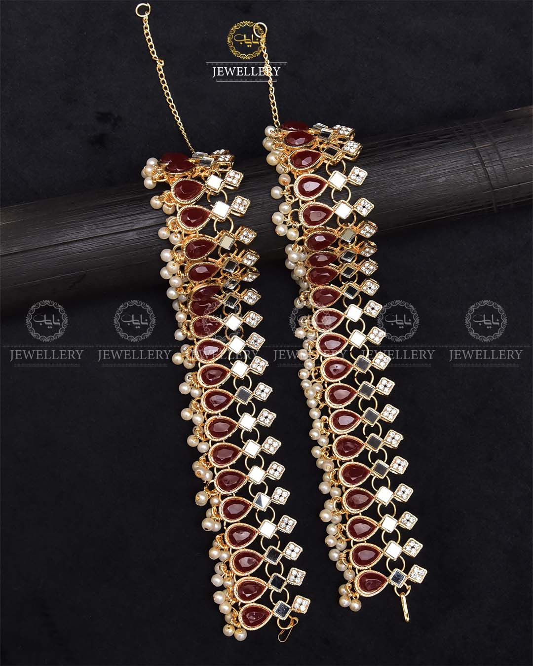 Kundan Almond Anklet (Pazaib) pair-2289-Golden