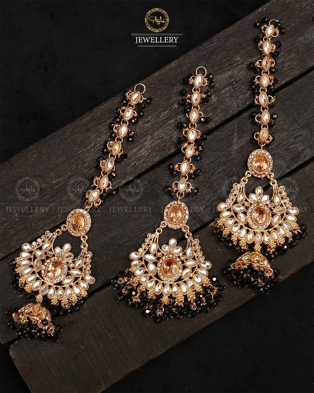 Decent Long sagar jhumka tika-2321-Golden