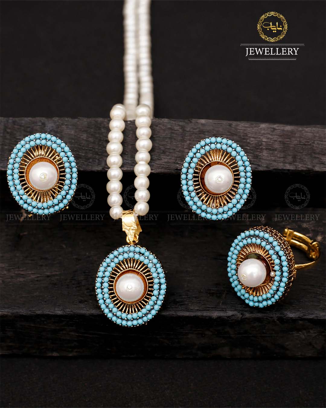 Charming Locket Combo set with Pearl Mala & Adjustable Ring-2053