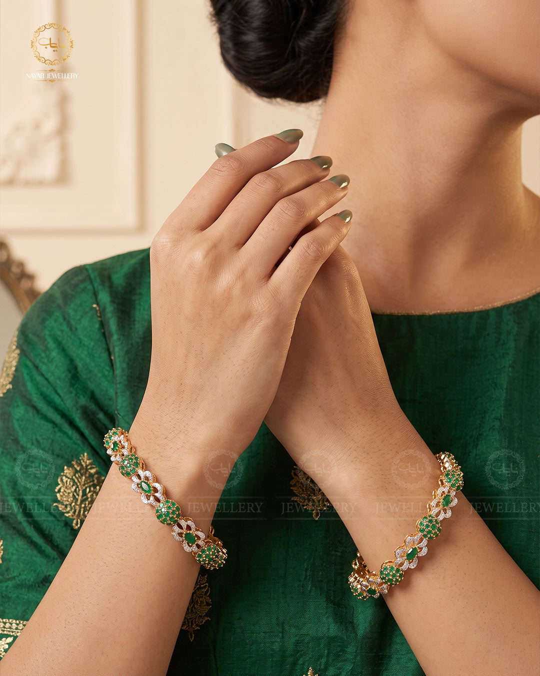 Nerobi Designer Bangles (pair)-2639-Green