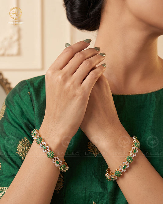 Nerobi Designer Bangles (pair)-2639-Green