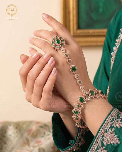 Nafees Zarcon Anja (bracelet with ring)-2324-Golden