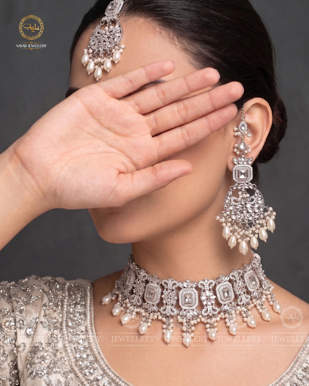 Kundan Collar (flexible) set with sahara Earrings Tika NJ-1904-S