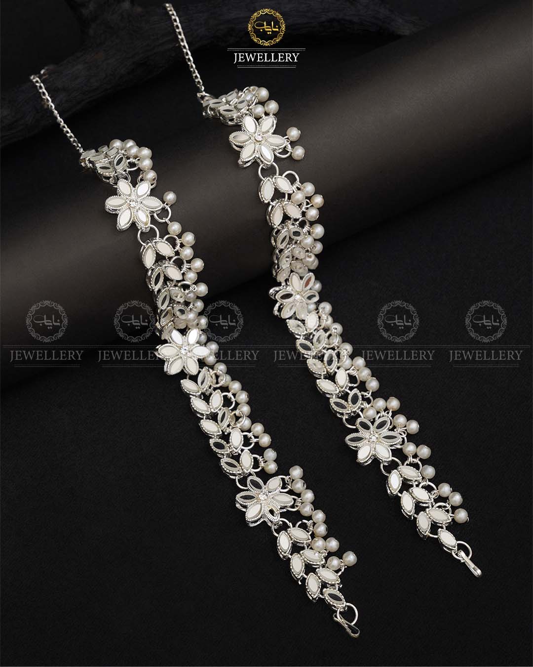 Kundan Anklet pazeb (pair)-2038-Silver