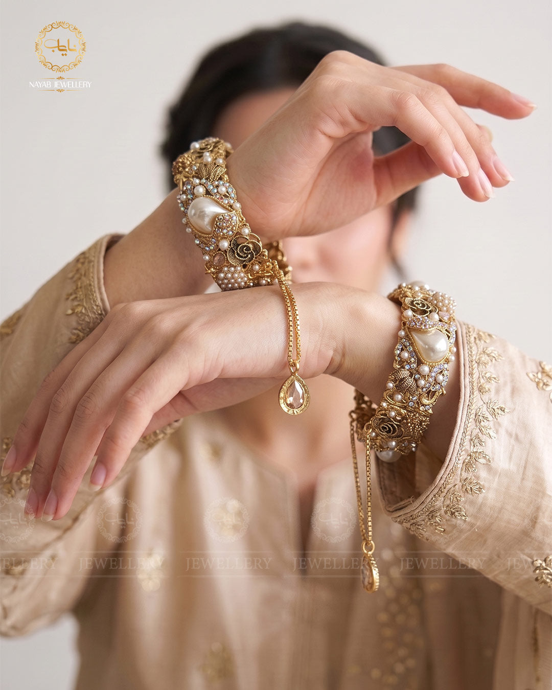 Turkish Mother Pearl Openable Bangles (pair) -2722