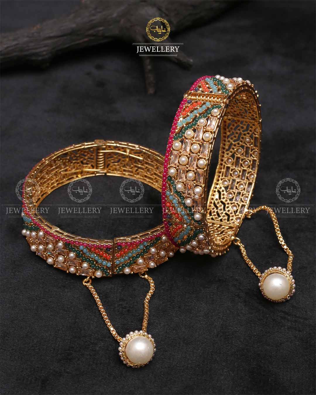 Dilruba Zirconia Openable Bangles-2203-Golden