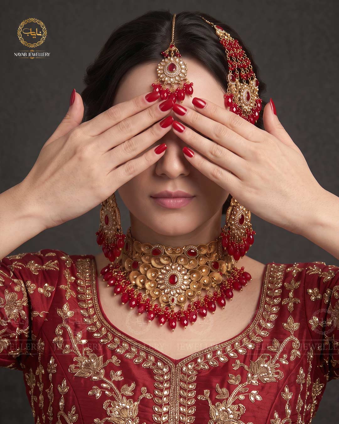 Designer Bridal set with jhomer-2291-Golden