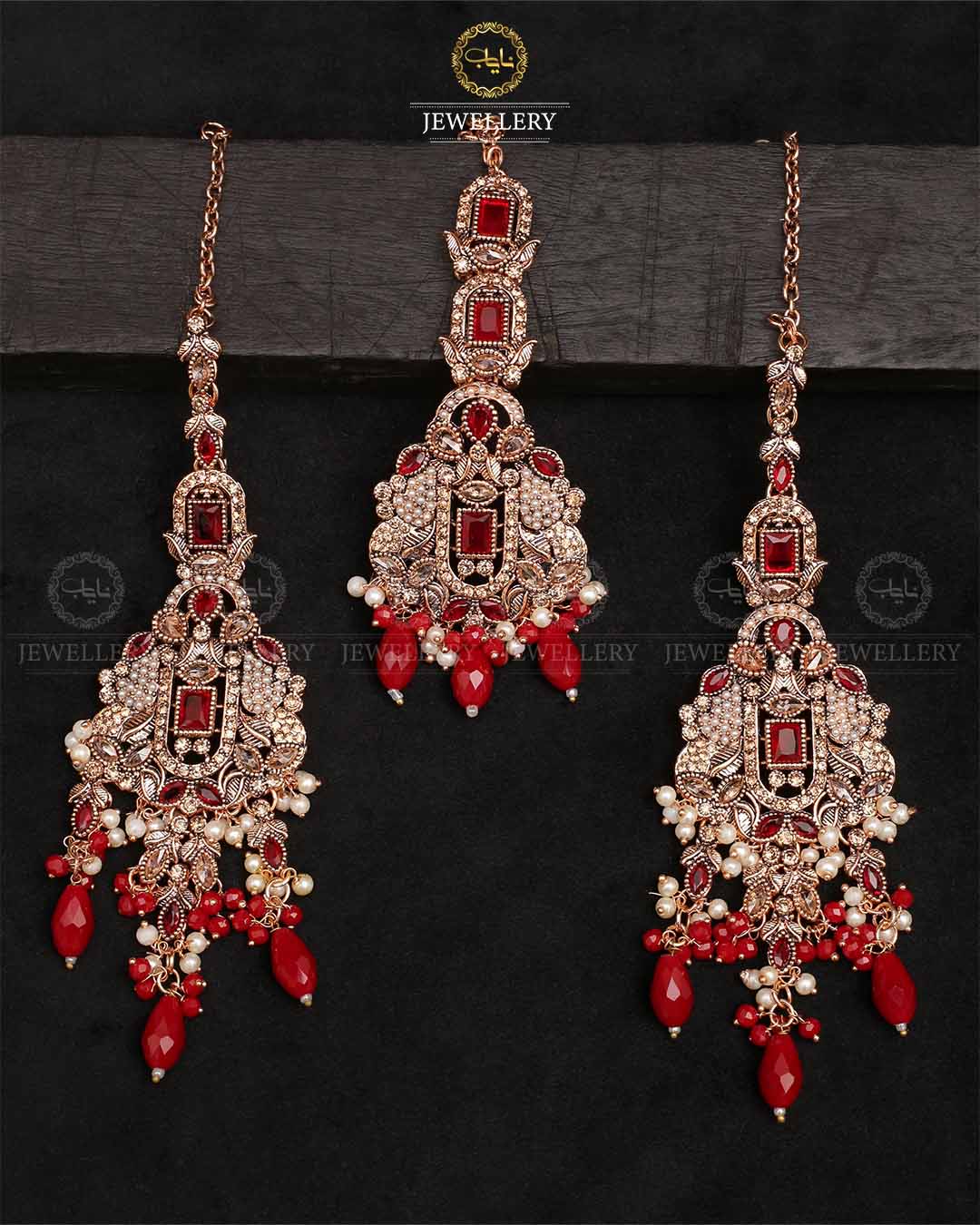 Rajhistani Antique Earrings Tika set-2327-Golden