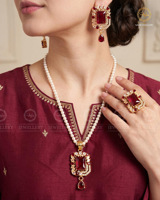 Egyptian Saqure Stone Combo Locket set-2436-Golden