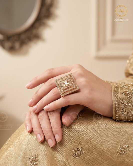 Stylish Square adjustable Ring R-402