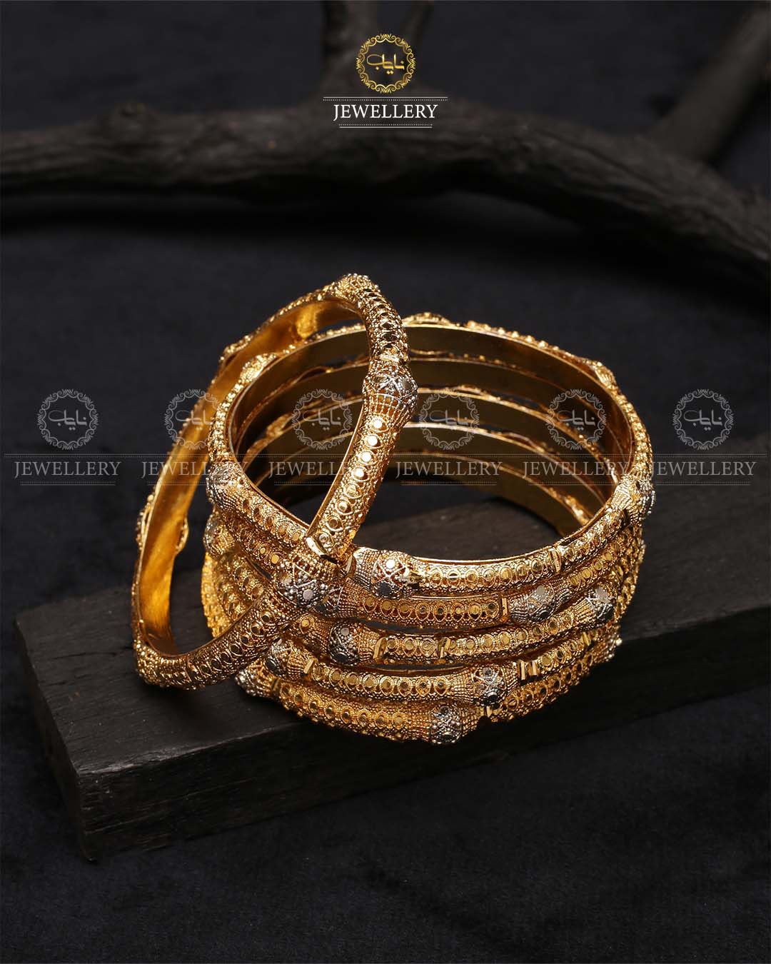 Gold look Bowl 6 pcs Bangles set-2210