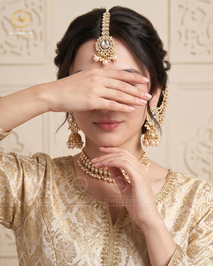 Kundan Chokar with bahubali Earrings Tika -2610
