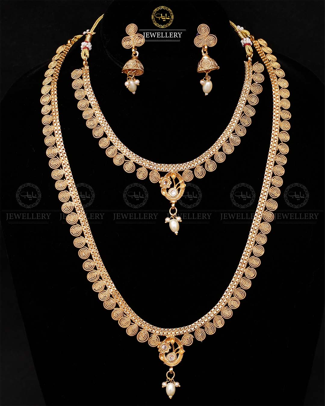 Indian Rajwadi 2 layers Mala set with Jhumki-2062