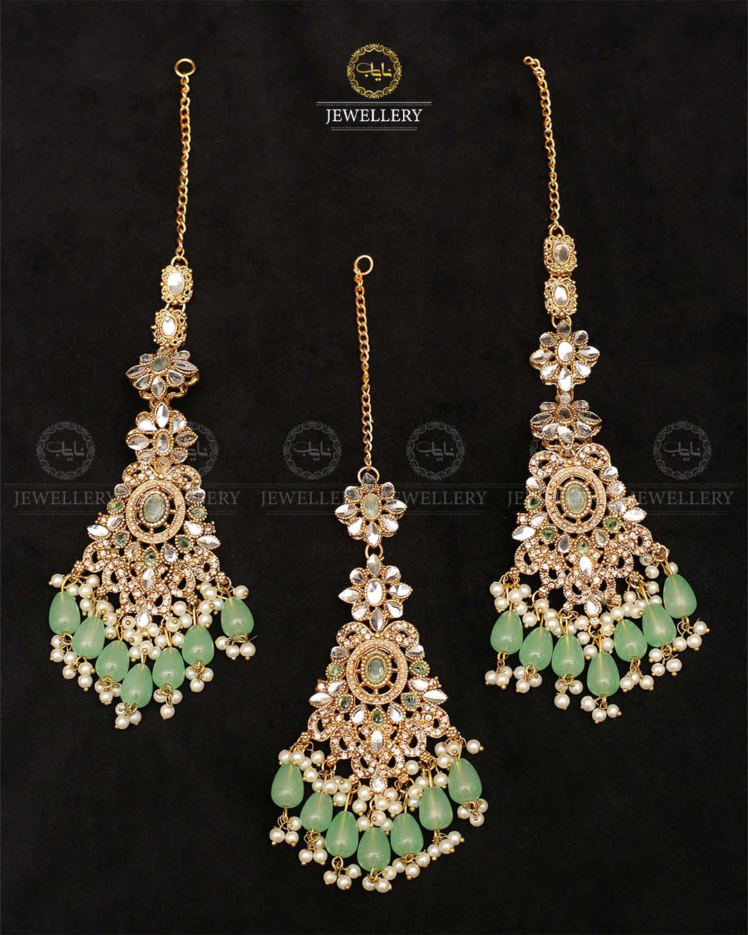 Zarq kundan Earrings Tika-2374-Golden Nayab Jewellery