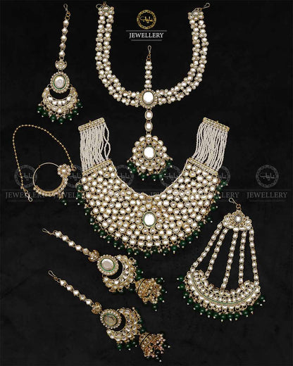 Indian Uncut Kundan 7 pcs Birdal Set-2720 Nayab Jewellery