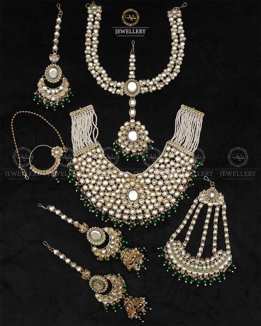 Indian Uncut Kundan 7 pcs Birdal Set-2720 Nayab Jewellery