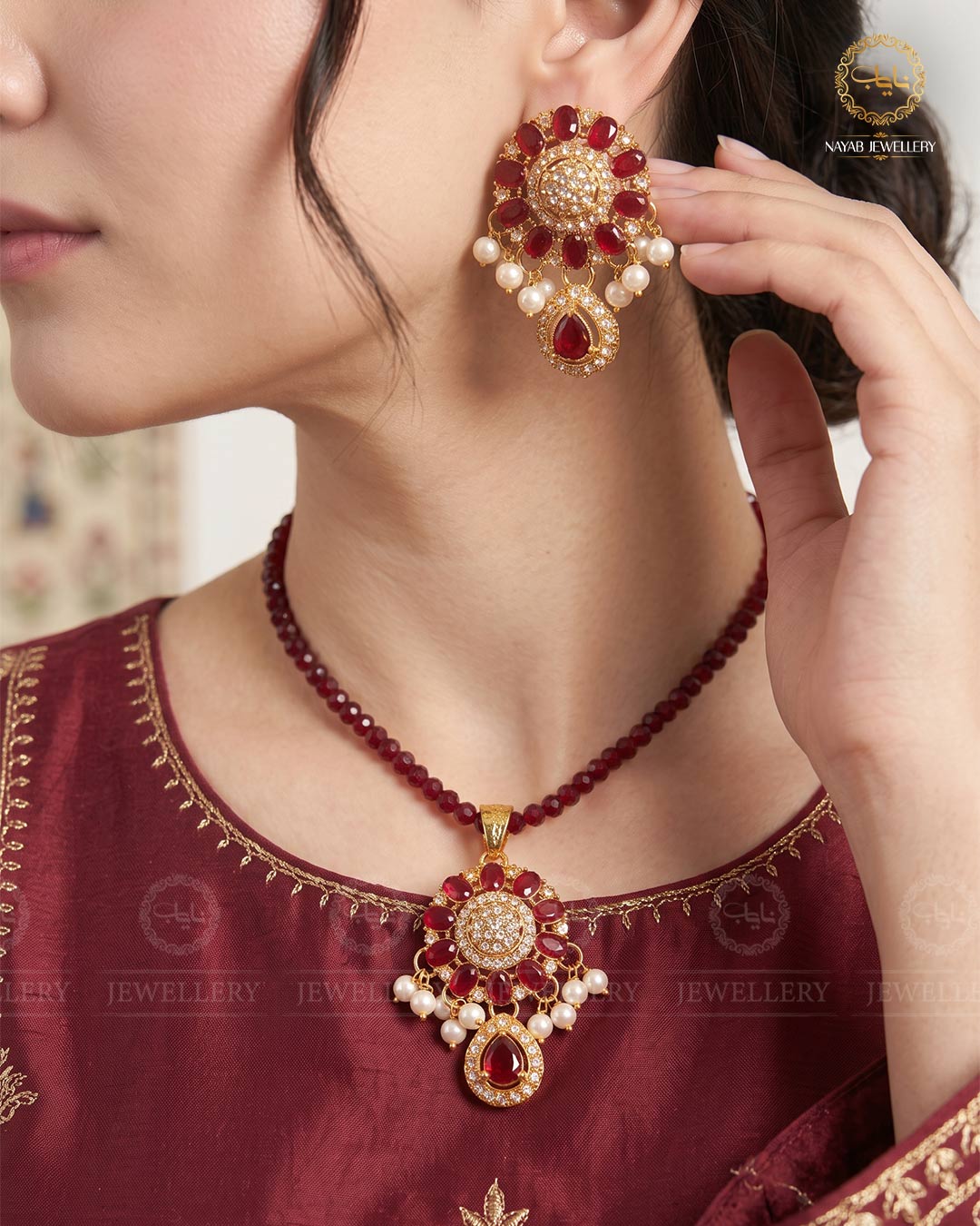 Egyptian Locket Set with mala L-910-Golden