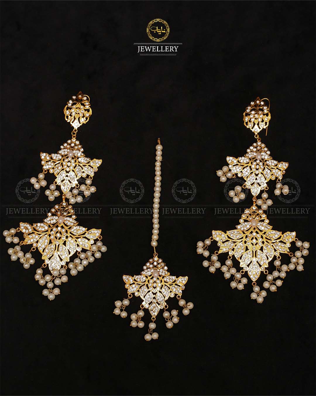 Hyedrabadi Flower Long Earrings with Tika-2440 Nayab Jewellery