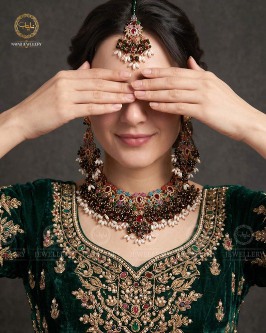 Noratan Bridal Necklace set with heavy bandhai-2246