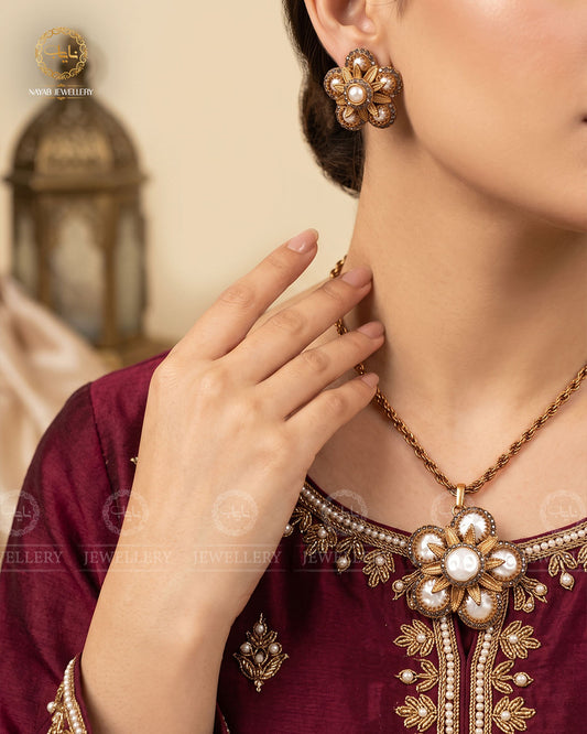Turkish Mother Pearl Locket set L-912