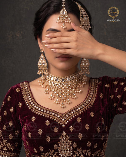 Shaheer Kundan Jhallar 5 pcs Bridal set-2118