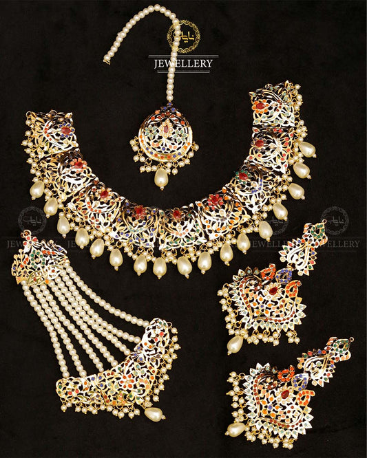 Gold plated Hyedrabadi Bridal Necklace Set-2811