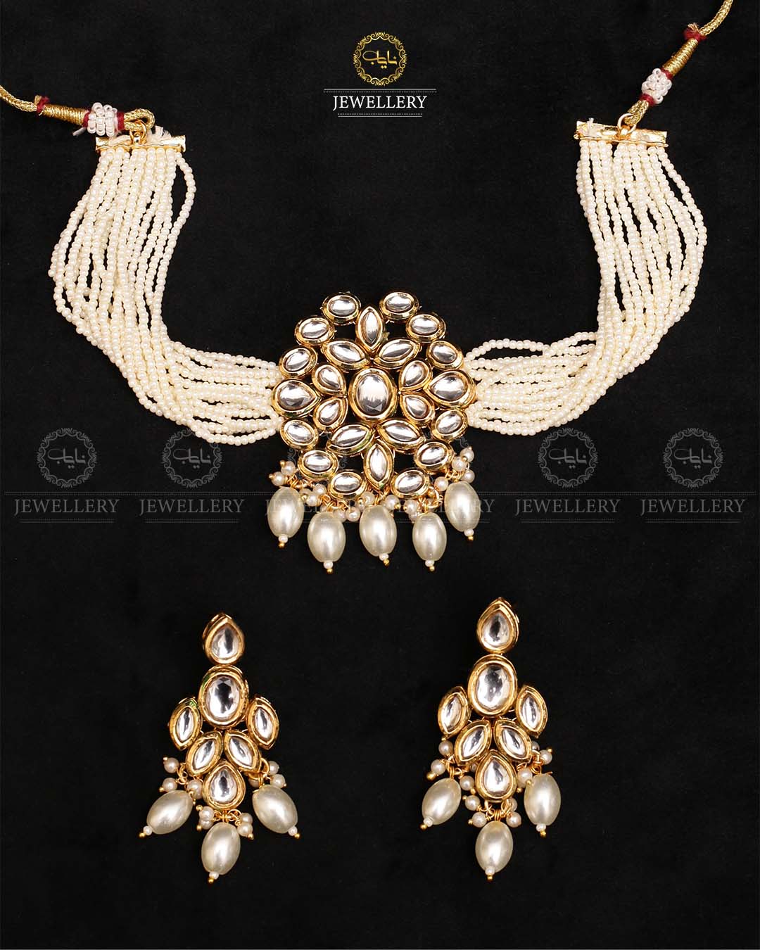 Indian Uncut kundan chokar set (back side meena work)-2427