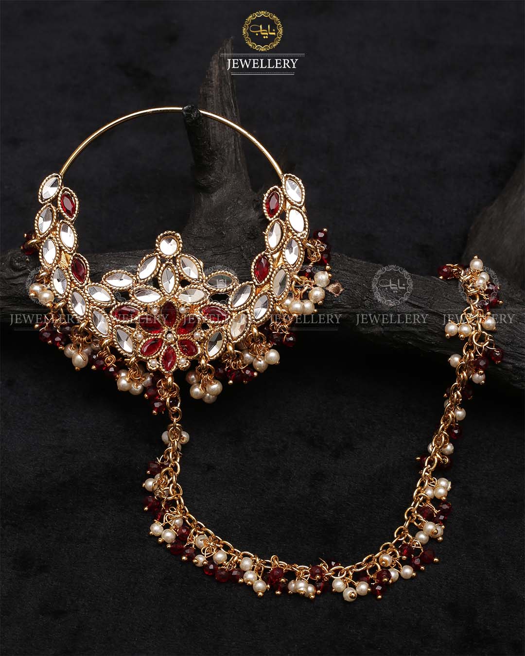 Kundan Bridal Nose Ring-2216-Golden