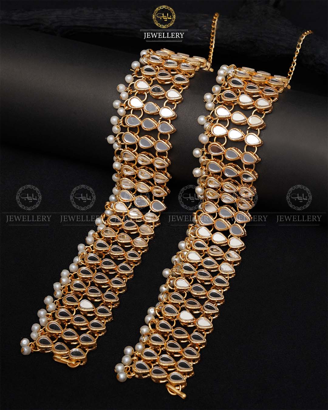 Kundan Anklet pazeb (pair)-2039-Golden