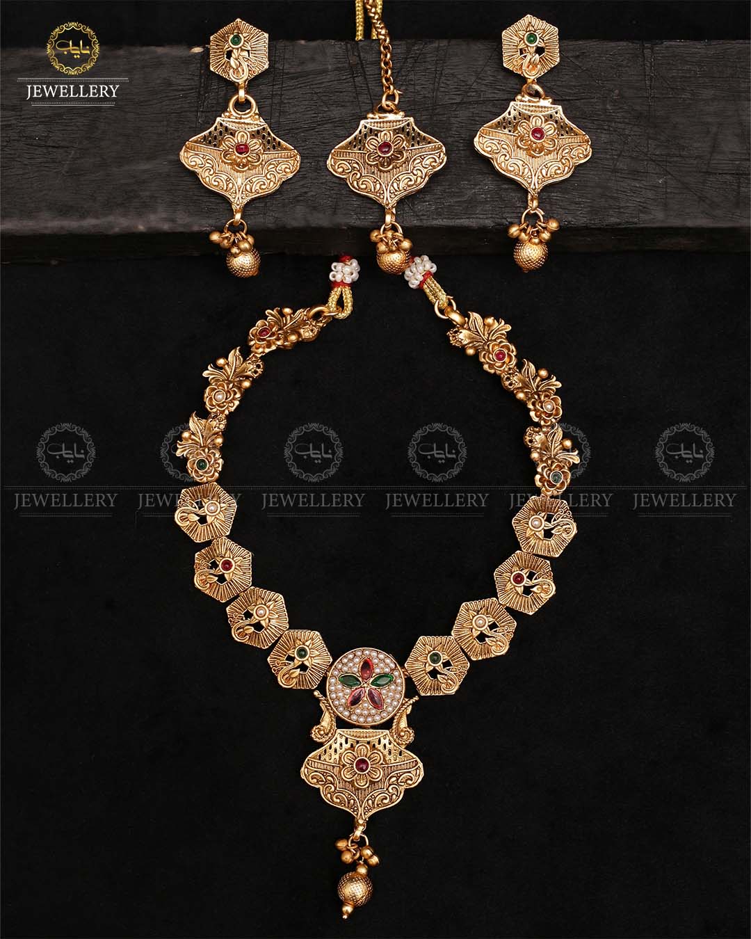 Indian Rajwadi Necklace set with tika-2428