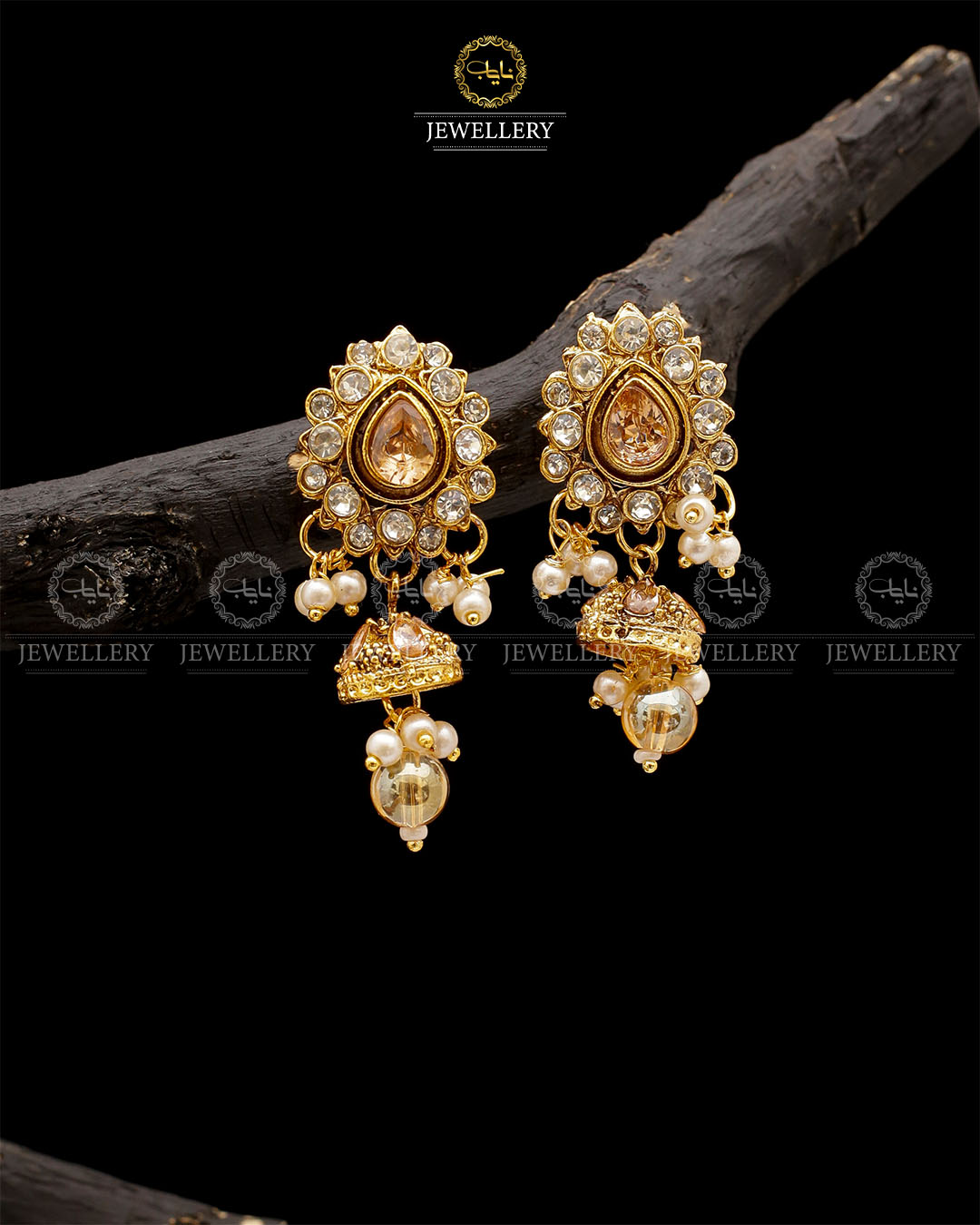Uncut Small Jhumki-2554-Golden Nayab Jewellery