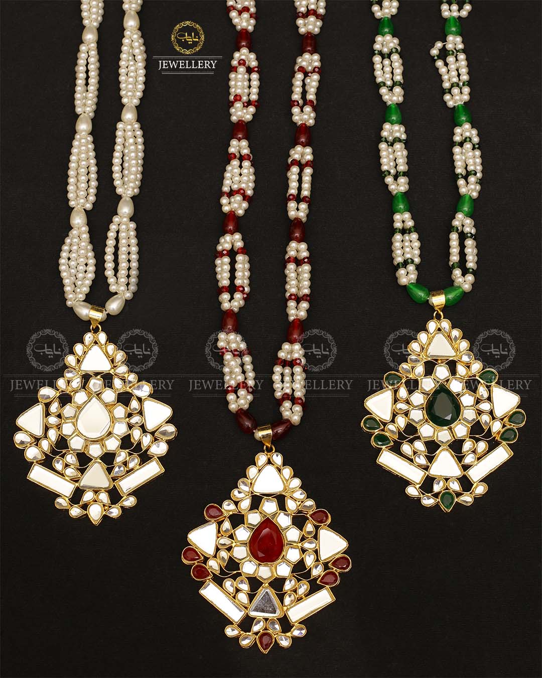 Farshi Kundan Real stones Big size Pendant mala (without Earrings)-2147