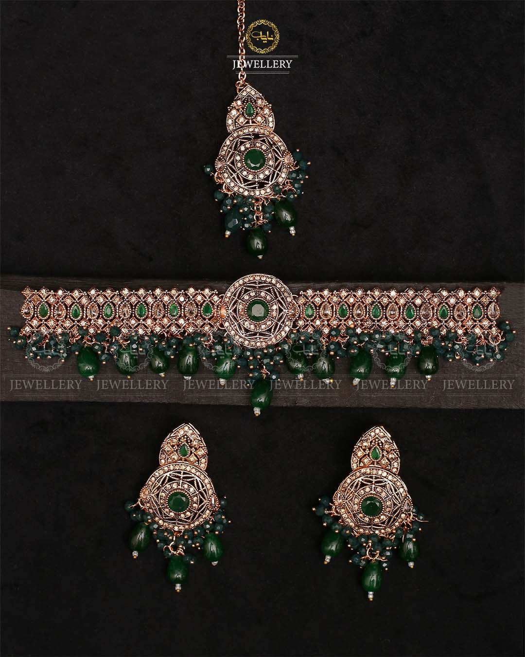 Rajhistani Chokar Necklace set with Tika -2338-Golden