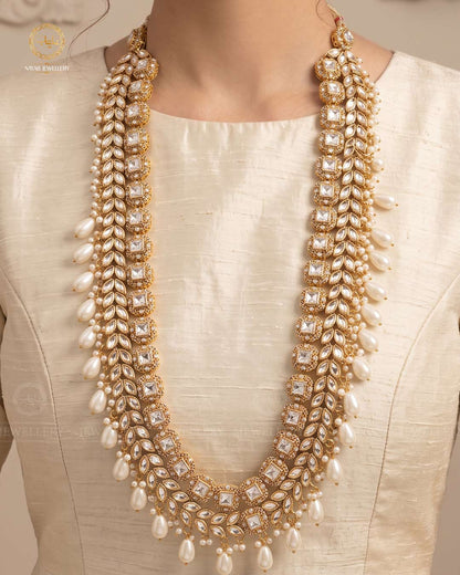 Kundan Long Bridal Mala (without Earrings)-2578-Golden