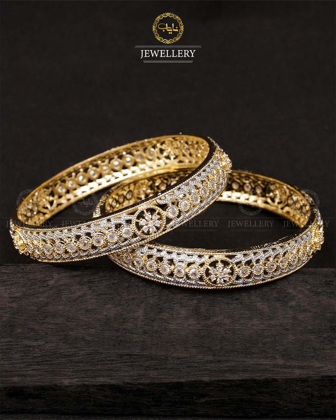 American Dimond Bangles (pair) -2050-Golden