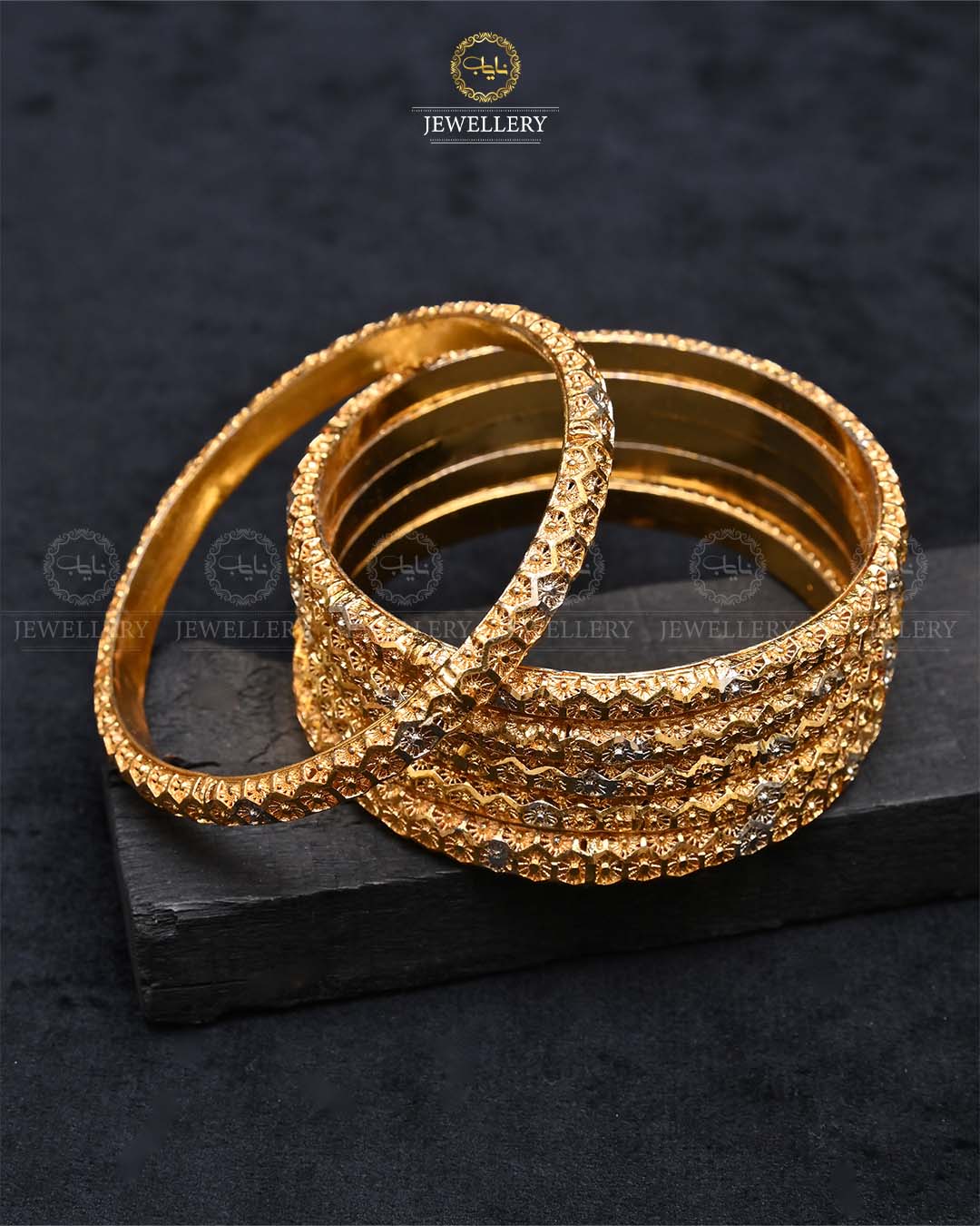 Gold Look 6 pcs Bowl Bangles-2258