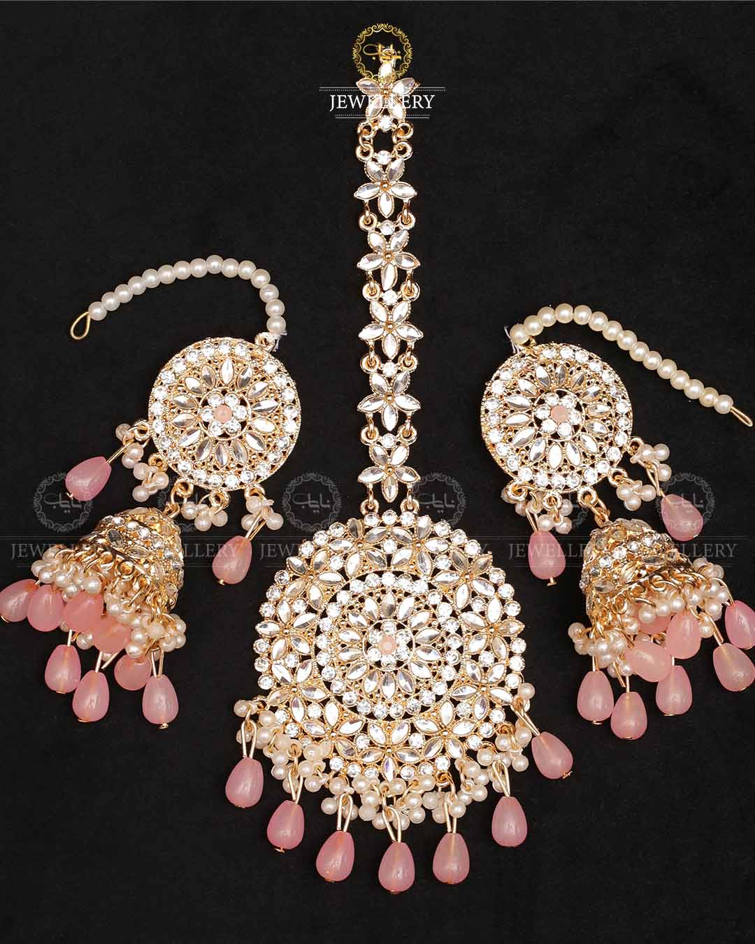 Kundan Jhumka with Big size Tika-2328-Golden