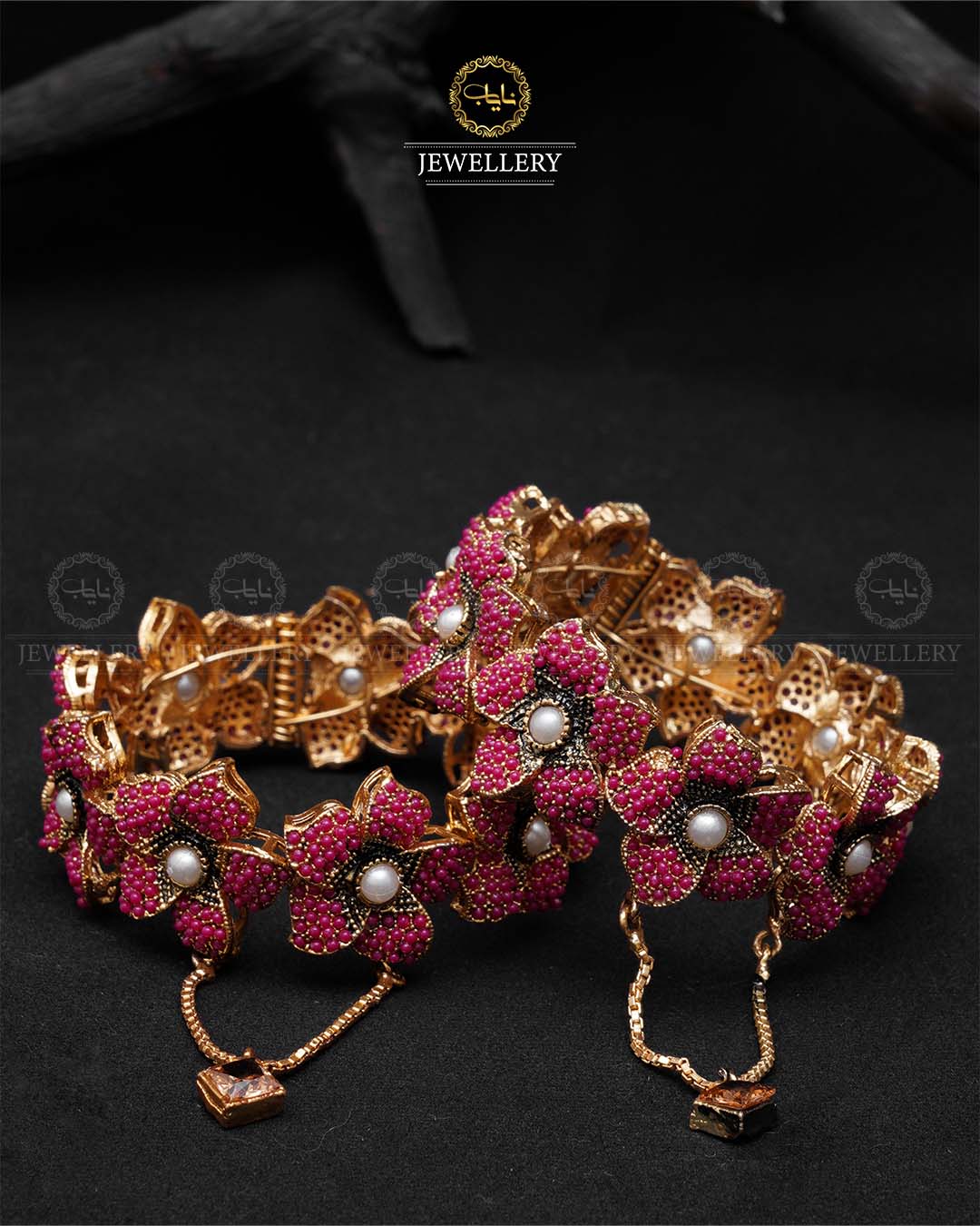 Premium quality Nauratan Flower Openable Bangles (Pair) -NJ-1354