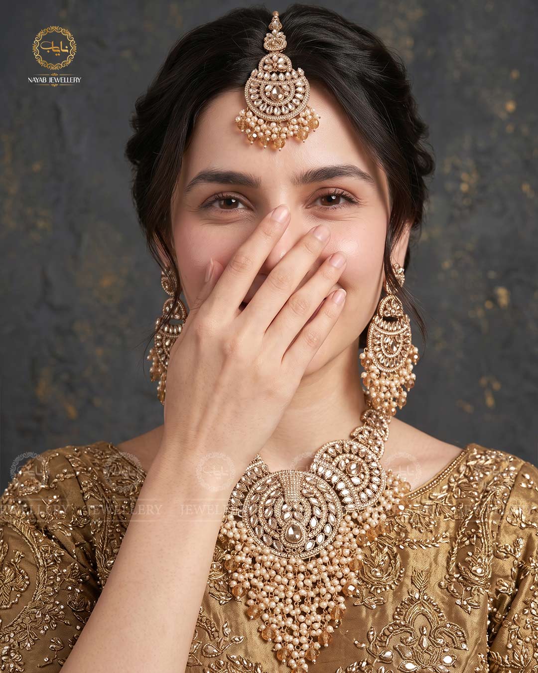 Zampa Kundan Bridal set -2255-Golden