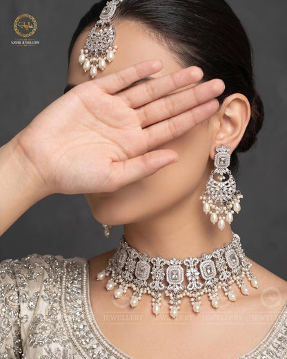 Kundan Collar (flexible) set with sahara Earrings Tika NJ-1904-S