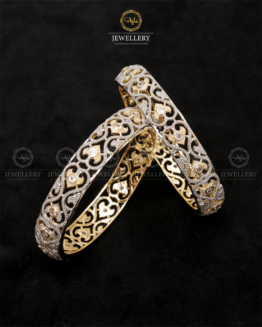 American dimond jarao Bangles (pair)-2450 Nayab Jewellery