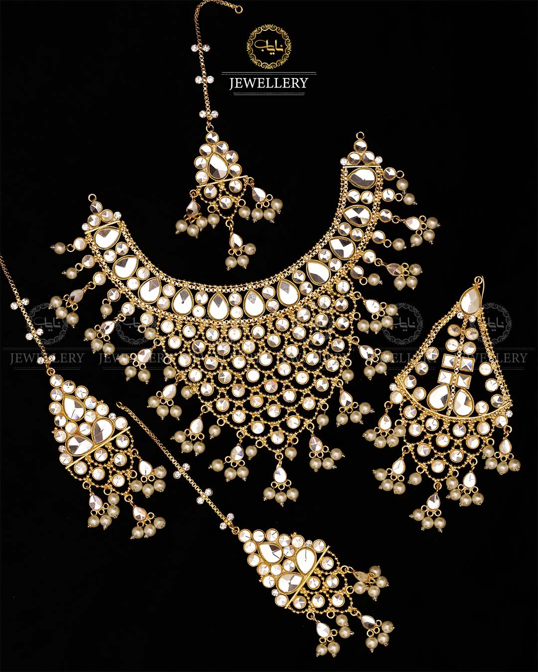 Shaheer Kundan Jhallar 5 pcs Bridal set-2118 Nayab Jewellery