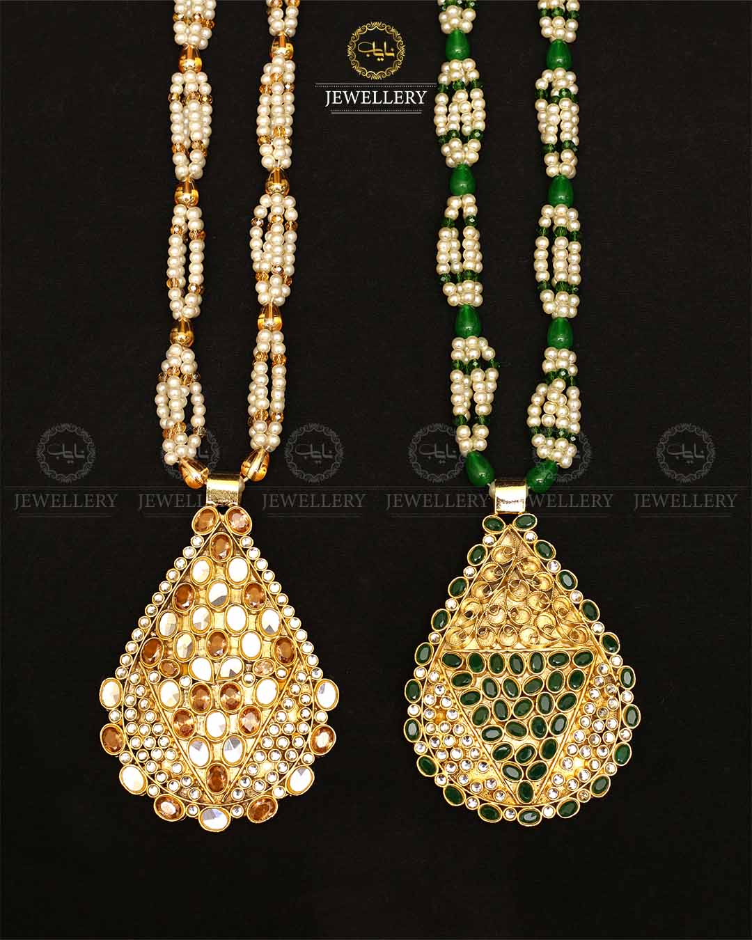 Farshi Kundan Real stones Big size Pendant mala (without Earrings)-2175