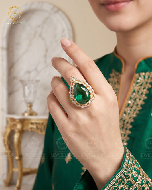Egyptian  Big size Adjustable Ring-2415- D Doublet Stone