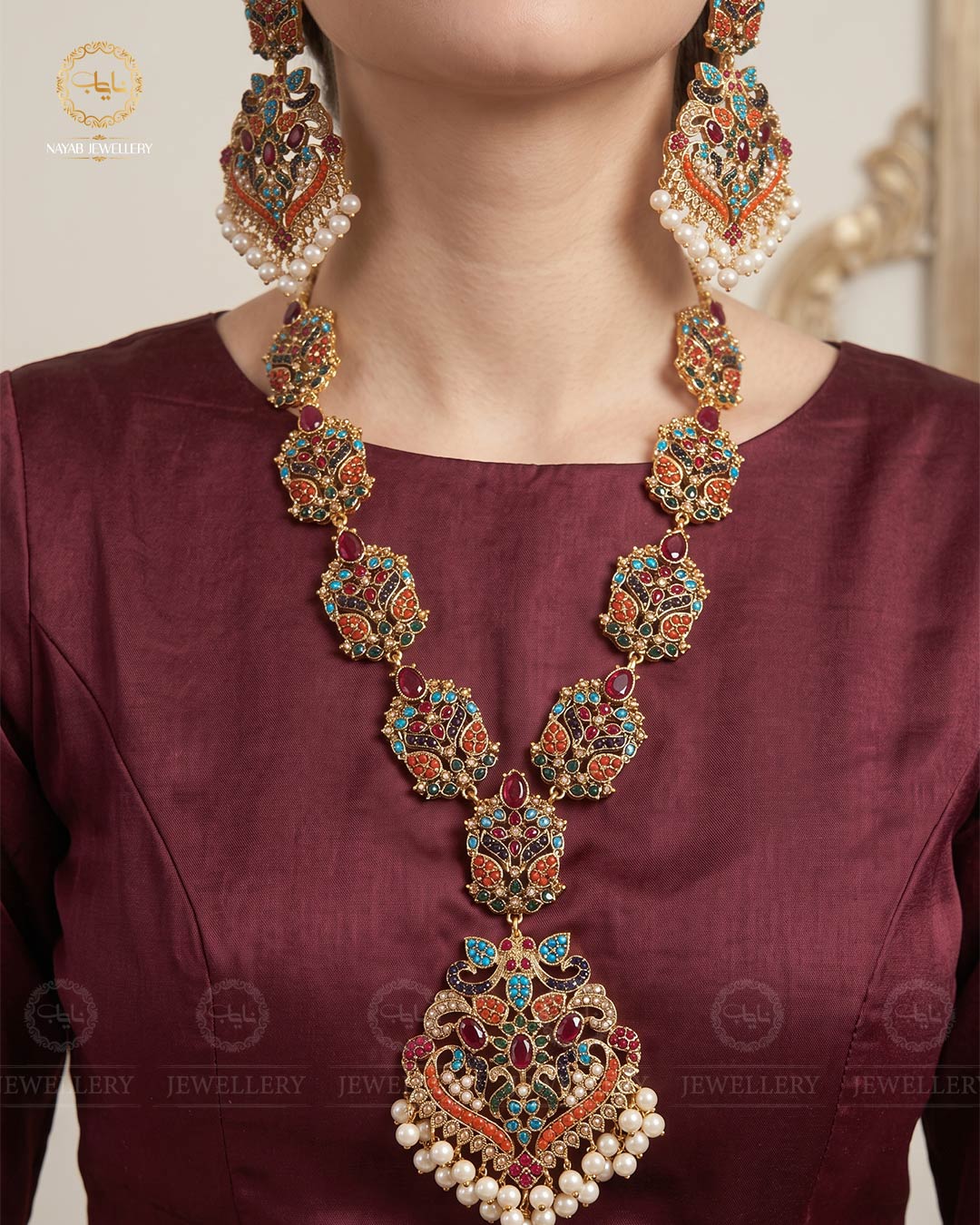 Urooj Traditional Noratan Mala set (original)-2642