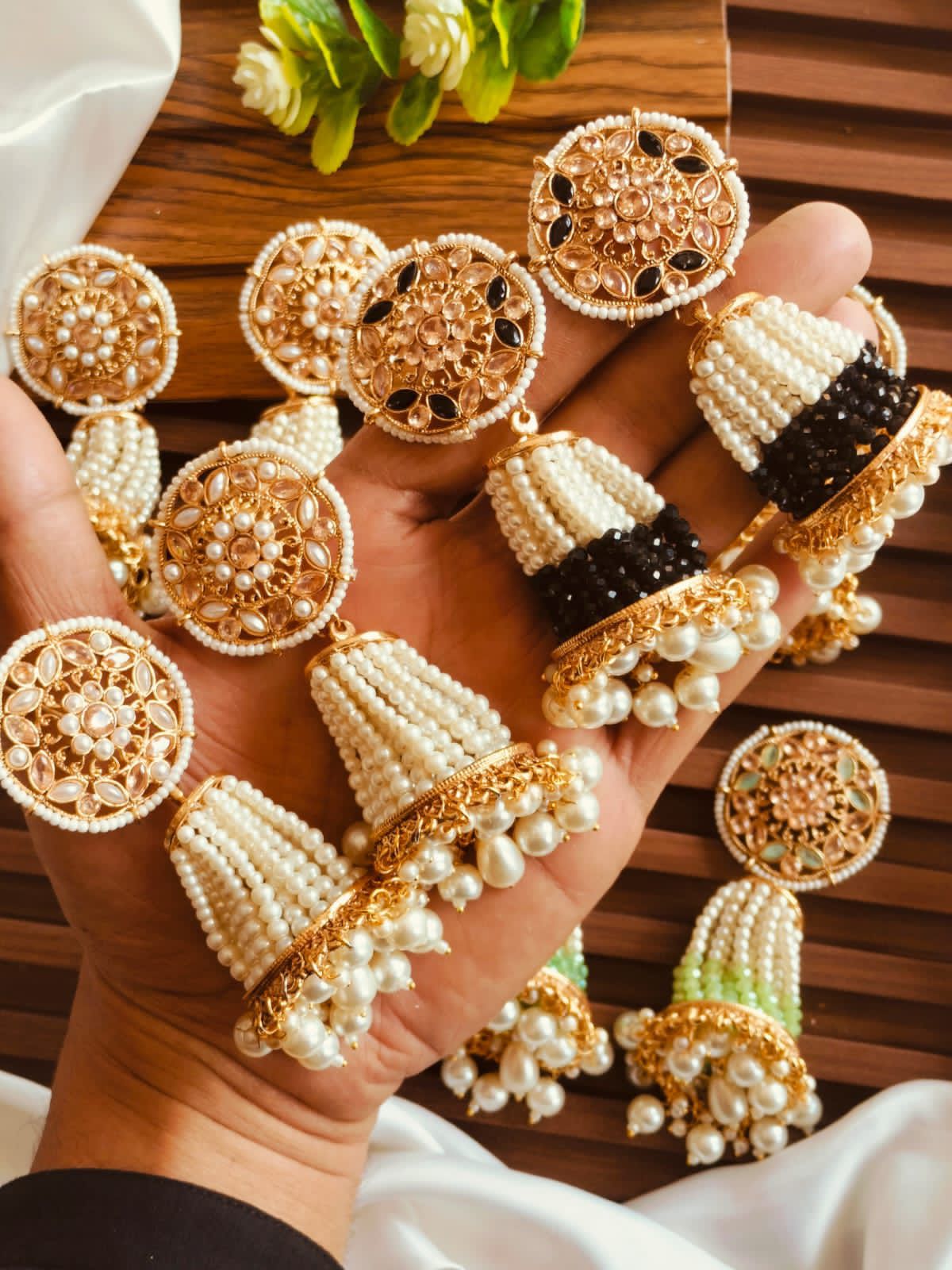 Polki Pearl Jhumka 2685 Nayab Jewellery
