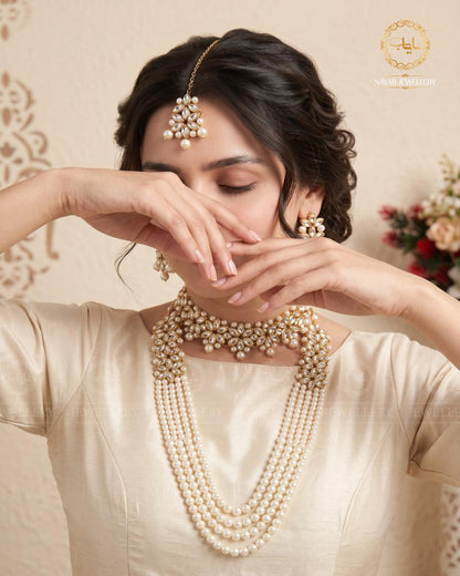 Mughlai Pearl 5 pcs Bridal Necklace set (original) NJ-1005